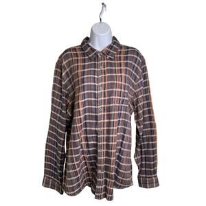 Carbon 2 Cobalt‎ Men's Brown Plaid Button Up Shirt Size L Classic Casual Rustic
